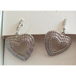 NEW SIMPLY SILVER HEART CUBIC ZIRCONIA STERLING SILVER EARRINGS